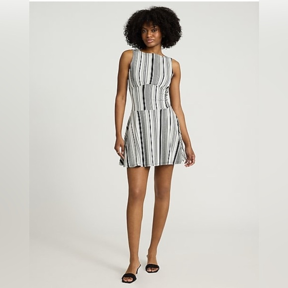 Express Dresses & Skirts - Express Striped Boat Neck Sleeveless Drop Waist Mini Fit and Flare Dress